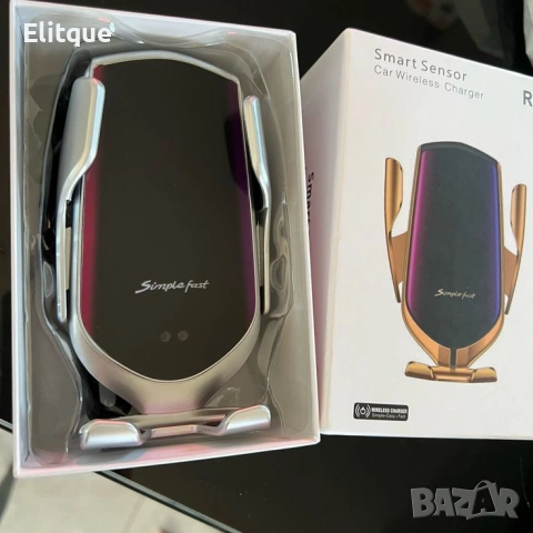 Поставка за телефон с вградено безжично зарядно за кола – Smart Sensor S6 ⚡