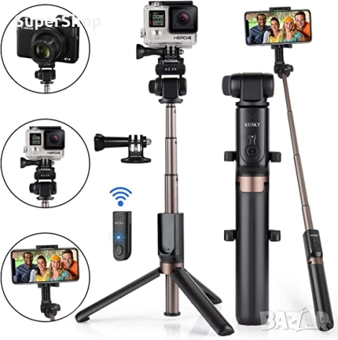 ХИТ Безжичен селфи стик трипод монопод с Bluetooth за телефон камера, снимка 10 - Селфи стикове, аксесоари - 50948470