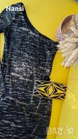 Елегантна рокля с едно рамо и красиви пайети в два цвята, снимка 5 - Рокли - 50870856