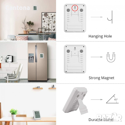 Цифров хигрометър термометър, подсветка на LCD, индикатор за климат, сензорни бутони, снимка 2 - Друга електроника - 36517864