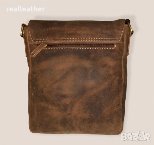 Мъжка кафява чанта през рамо от естествена кожа Hunter, снимка 2 - Чанти - 33879504