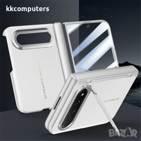 Xiaomi 18 Fold Калъф Кожа и PC, Твърдо Стъкло, Стойка – Черен, Червен и Бял, снимка 3 - Калъфи, кейсове - 56256521