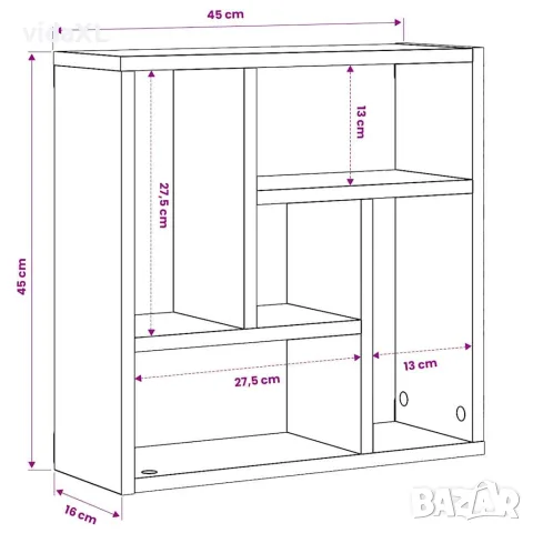 vidaXL Стенен рафт, дъб сонома, 45x16x45 см, инженерно дърво, снимка 6 - Етажерки - 56147813