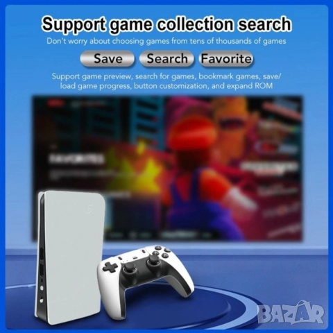 Игрална конзола RS5 – 4K Game Stick, 64GB, 46 000+ игри, 2 безжични контролера (2.4GHz), снимка 3 - Други игри и конзоли - 52706578