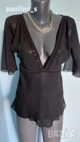 Три различни броя / Черна маркова блуза тип туника с къс ръкав , снимка 9 - Туники - 50397510