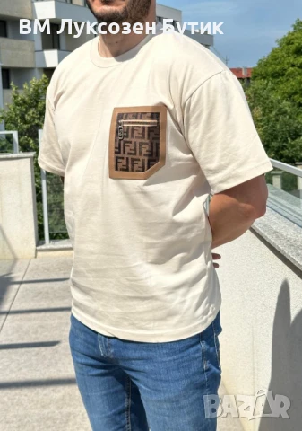 🟡⚫🔴 МЪЖКА ТЕНИСКА FENDI СТИЛ – В ТРИ ЦВЯТА! 🔴⚫🟡 💥 СПЕЦИАЛНО НАМАЛЕНИЕ САМО ТАЗИ СЕДМИЦА! 💥, снимка 5 - Тениски - 50456666