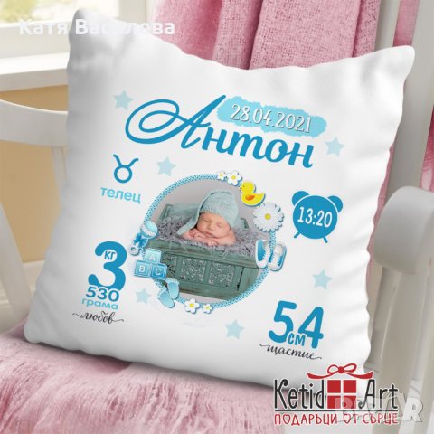 Бебешка - детска възглавничка визитка, снимка 6 - Спално бельо и завивки - 35419725