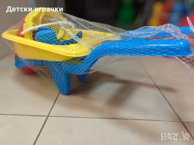 Голяма Плажна количка с лопата, гребло и кофичка за пясък, снимка 2 - Други - 50257002