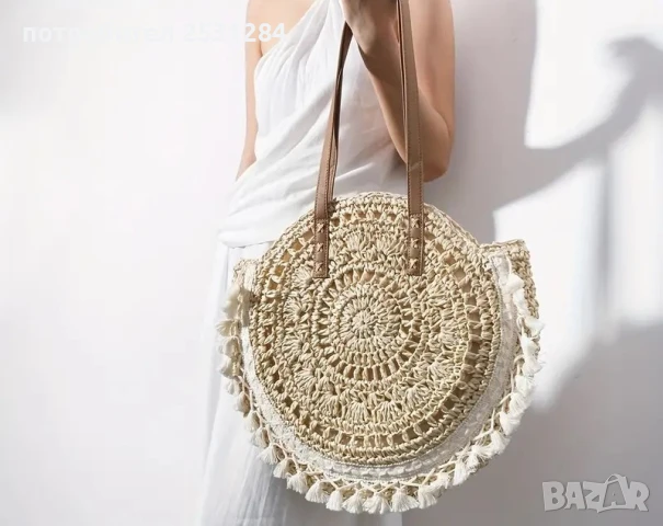 Нова кръгла чанта с бохемски акцент , цена 40 лв, снимка 4 - Чанти - 50573829