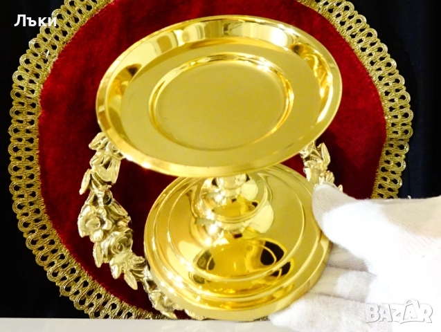 Позлатен бронзов свещник PartyLite модел Falmouth. , снимка 2 - Антикварни и старинни предмети - 52938962