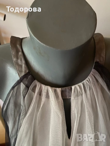 Много елегантна рокля без ръкав от тюл, с подплата, светло и тъмносиво, снимка 2 - Рокли - 51224790