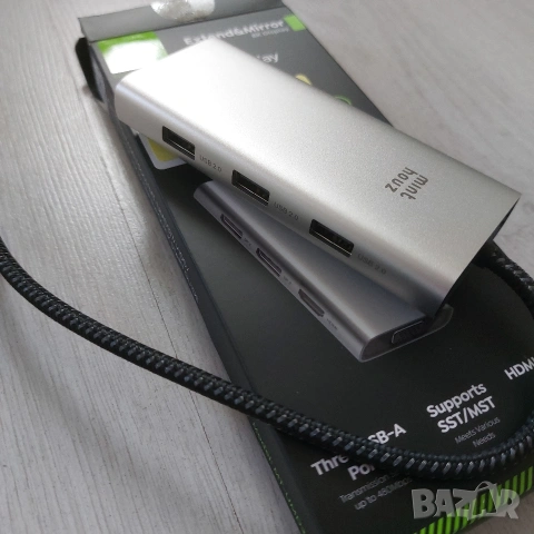 НОВА Minthouz USB-C Докинг Станция 7-в-1 | 8K DisplayPort | HDMI 4K | VGA | Quad Display, снимка 4 - Кабели и адаптери - 54101448