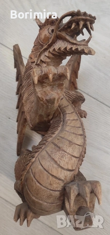 Дървен крилат дракон, снимка 2 - Декорация за дома - 53129699