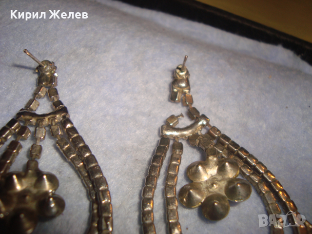 СТАРИ ПОСРЕБРЕНИ ОБЕЦИ ИНКРУСТИРАНИ с БЛЕСТЯЩИ ЮВЕЛИРНО ФАСЕТИРАНИ СКЪПОЦЕННИ КРИСТАЛИ 20813, снимка 7 - Обеци - 36540471