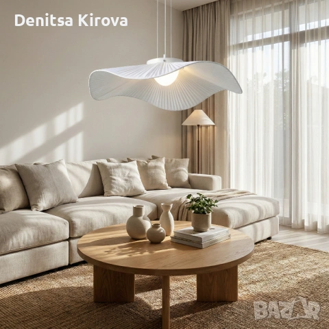 Дизайнерска висяща лампа – LED 12W, Ø60 см | Cloth + PMMA | Чисто нова, снимка 5 - Лампи за таван - 53330867