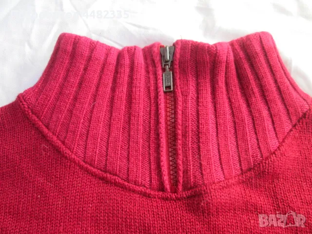 Les Copains италиански червен вълнен зимен пуловер размер 52., снимка 3 - Пуловери - 50409320