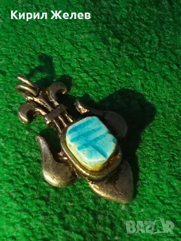 КРАЛСКА ФРЕНСКА ПОСРЕБРЕНА ЛИЛИЯ със СИН НАТУРАЛЕН ДЯЛАН КАМЪК АРИСТОКРАТИЧНО БИЖУ ПЕНДАНТ 14188, снимка 7 - Колиета, медальони, синджири - 30580791