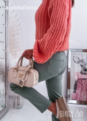 Маслиново зелени дамски дънки с прави крачоли, снимка 7 - Дънки - 53084222