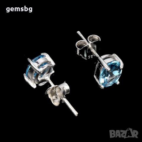 Обеци с небесно син топаз, снимка 2 - Обеци - 30476409