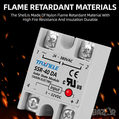 Твърдотелно реле SSR-40DA 3–32V DC, 24–380V AC, снимка 2 - Друга електроника - 55973596