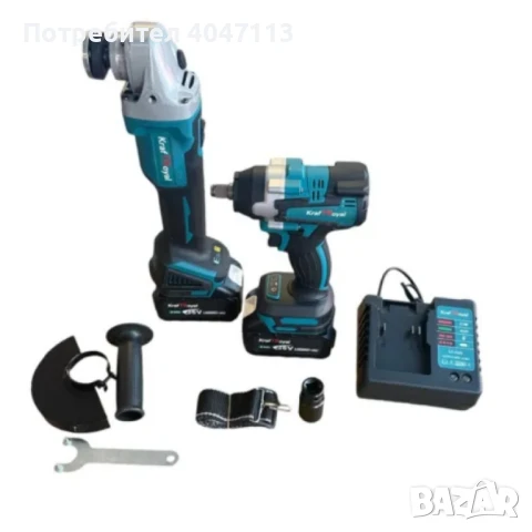 Комплект от акумулаторен ъглошлайф и гайковерт 36V 8Ah, снимка 5 - Други инструменти - 51367608