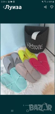 Сет 5 броя домашни пантофи, поставени в голям декоративен пантоф, снимка 3 - Пантофи - 30450820