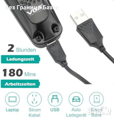  Нов Пълен комплект за подстригване на коса - VGR машина, аксесоари за мъже, снимка 4 - Машинки за подстригване - 44582554