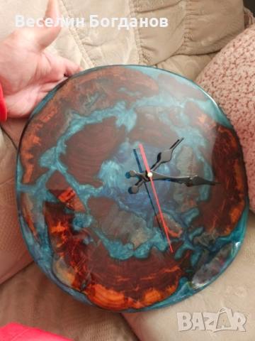Часовник изработен от епоксидна смола и дърво , снимка 8 - Стенни часовници - 52951974