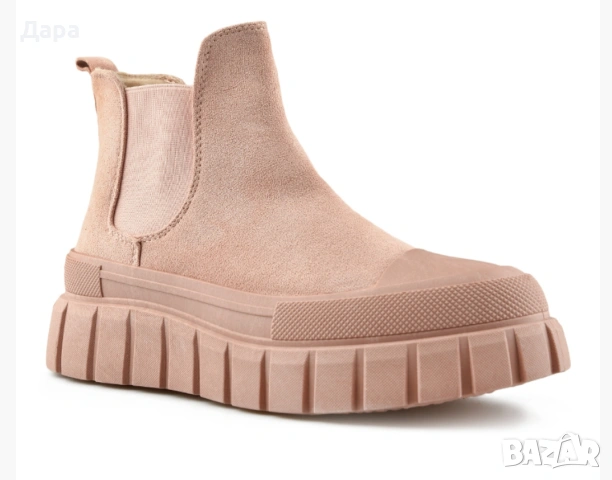 дамски бежови боти, велур 