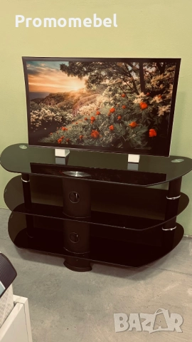 ТВ шкаф черно стъкло