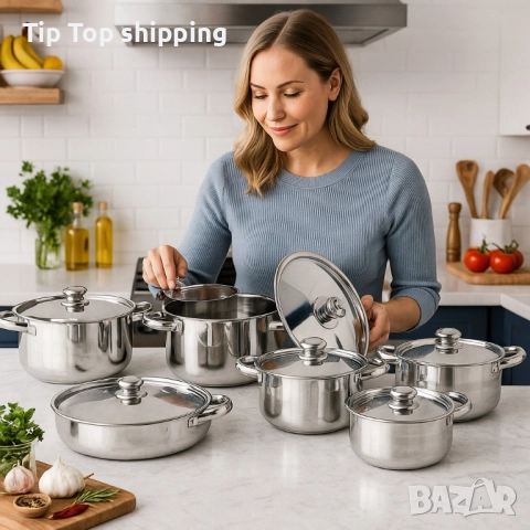 Професионален комплект тенджери Zeiplteir - 12 части, снимка 2 - Съдове за готвене - 51451440