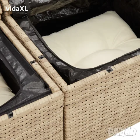 vidaXL Градински диван с възглавници 2-местен бежов полиратан, снимка 9 - Градински мебели, декорация  - 56147343