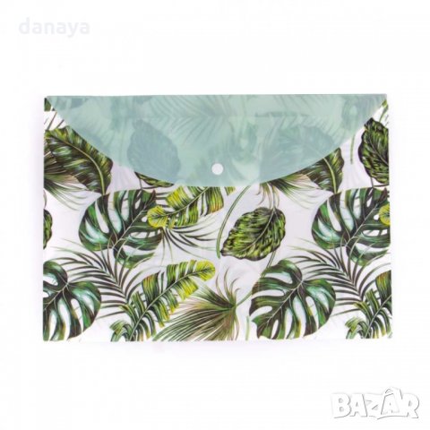 1577 PVC папка с копче с принт на тропически листа