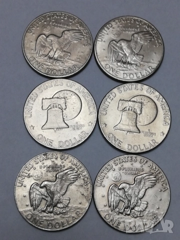 лот от 6 монети 1 долар Айзенхауер 1972,76,77 г., снимка 8 - Нумизматика и бонистика - 52587741