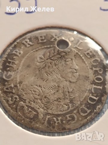 Сребърна монета 6 кройцера 1681г. Леополд първи Кремниц Унгария 24939, снимка 2 - Нумизматика и бонистика - 42871622