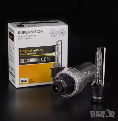 XENON крушки SUPER VISION D2S 6000K +60% светлина – Quartz стъкло