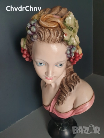 41см-8кг статуетка/стара френска скулптура от алабастър/фигура-бюст на жена, снимка 2 - Статуетки - 52446133