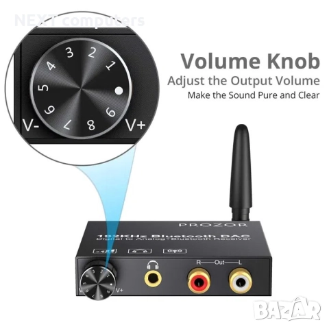 Цифров към аналогов аудио конвертор 192Khz Bluetooth DAC + Гаранция, снимка 6 - Други - 47902617