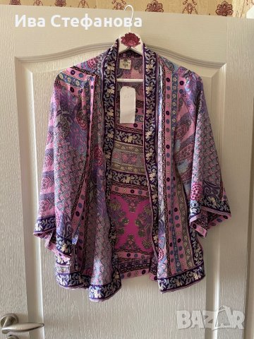 Страхотно ново с етикета  one size елегантно цветно пъстро кимоно лятна наметка , снимка 3 - Туники - 40210245