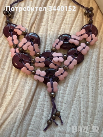 Ефектно дамско колие в розово и лилаво