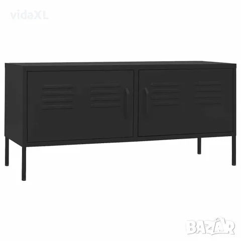 vidaXL ТВ шкаф, черен, 105x35x50 см, стомана