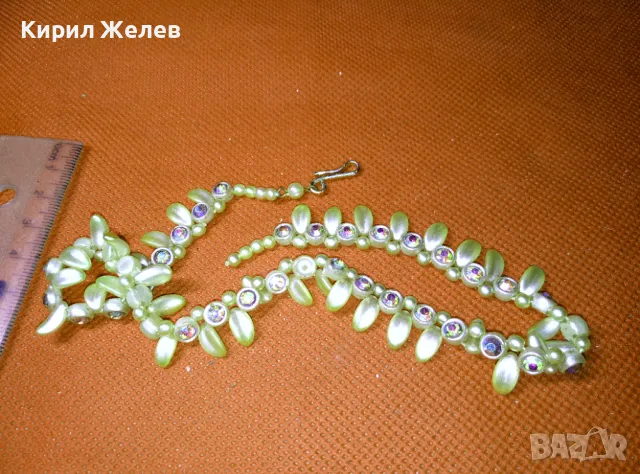 СТАРО ПЕРЛЕН Тип РЕТРО КОЛИЕ с ЦВЕТЕН БОХЕМСКИ КРИСТАЛ 56789, снимка 5 - Антикварни и старинни предмети - 47307471