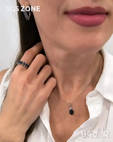 СРЕБЪРЕНА ВИСУЛКА СЪС НАТУРАЛЕН САПФИР ИЛИ РУБИН, снимка 2 - Колиета, медальони, синджири - 51168676