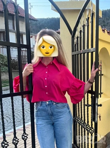 Къса цикламена риза, снимка 5 - Ризи - 50756880