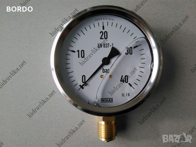 Манометър с глицерин WIKA - Ф100/0-40 bar (радиален)