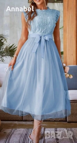 Светло синя шифонена рокля