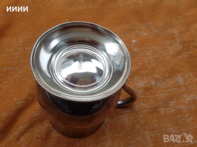 Посребрена чаша тежка халба, снимка 3 - Антикварни и старинни предмети - 53205932