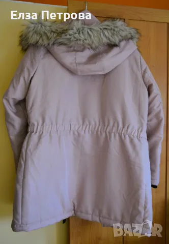 Дамско зимно яке/парка с качулка - изкуствен косъм, цвят - пепел от рози, марка Only; 2XL÷3XL, снимка 4 - Палта, манта - 47819930