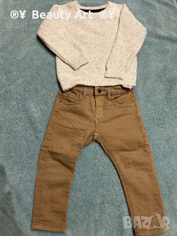 Нови дънки с пуловер  ZARA , 86 (12-18м)