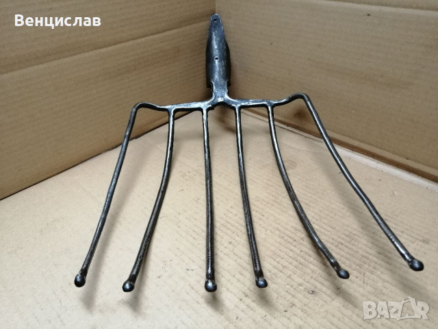 Стара Кована Вила За Въглища. , снимка 3 - Антикварни и старинни предмети - 36448800